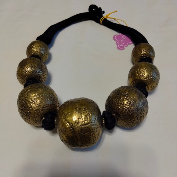 Iris Apfel & Bajalia Silver Tone Metal HUGE Round Bead Chunky Statement Necklace - Picture 2 of 10